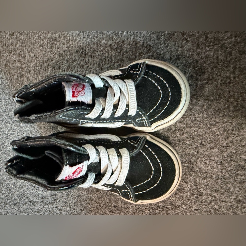 Vans Kids Black and White High-Top Skate Sneakers